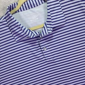 Straight Down Mens Polo Sz XXL Purple White Striped Performance Golf Shirt